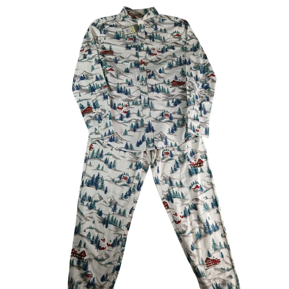 Goodfellow & Co Pajama Set Mens Small Christmas Tree Ski Winter Jogger 2pc NEW